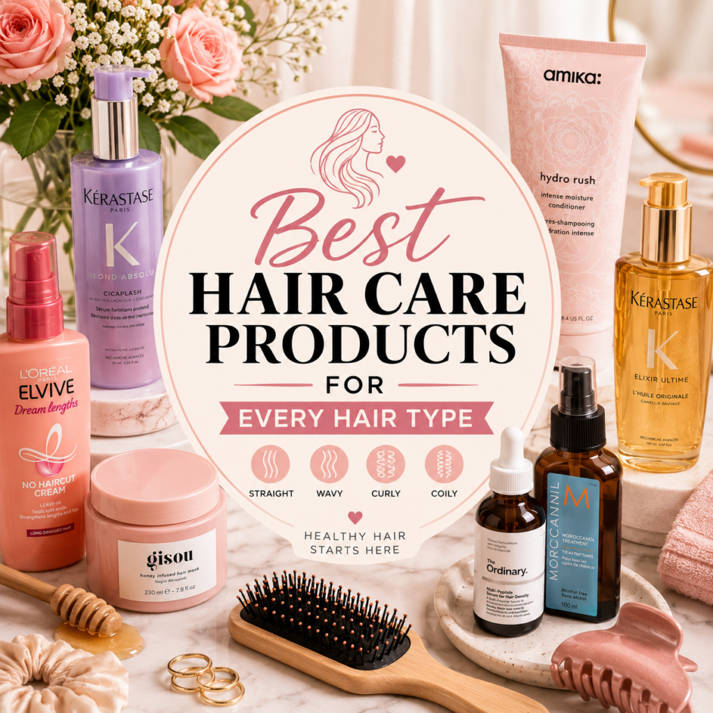 Best hair care products for every hair type including shampoos, conditioners, hair oils, masks, and styling essentials.