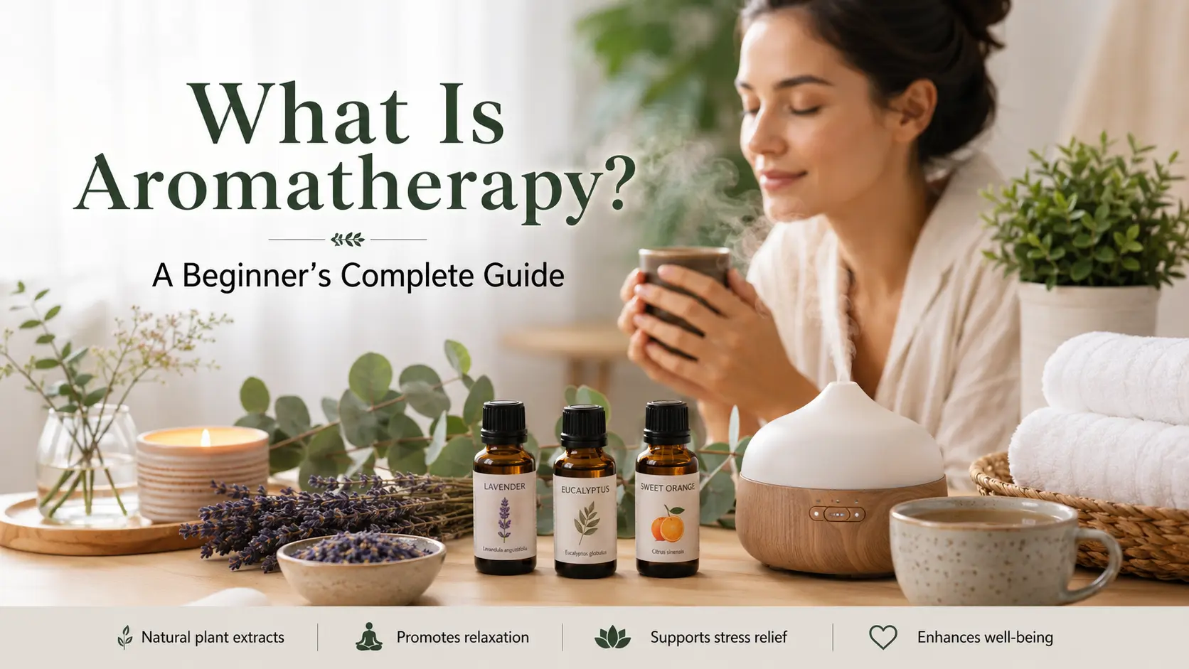 Aromatherapy uses plant-derived essential oils to create a calming atmosphere that may support relaxation, mindfulness, and everyday well-being when used safely.